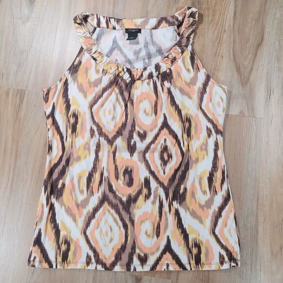 💜Ann Taylor Multicolored High Neck Sleeveless Top Large - Picture 1 of 8
